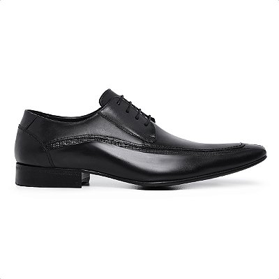 Derby Social de Amarrar cor Preto Couro Legitimo, Ref: 028
