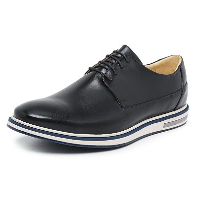 Derby Casual cor Preto Couro Legitimo, Ref: 1130
