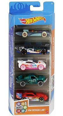 Hot Wheels Pacote C/ 05 Carrinhos Hw Design Lab Gtn34