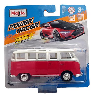 Maisto Power Racer 1:43 Vw Van Samba Kombi Vermelho