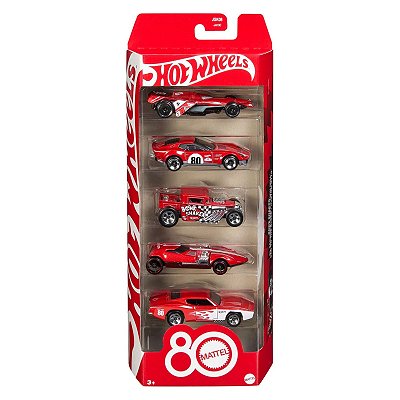 Hot Wheels Pacote c/ 05 Carrinhos Mattel 80 Anos