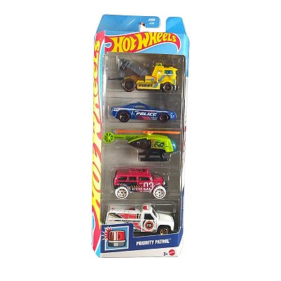 Hot Wheels Pacote c/ 05 Carrinhos Priority Patrol JKG09