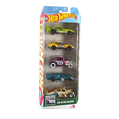 Hot Wheels Pacote c/ 05 Carrinhos Retro Racers JBJ86