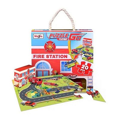 Pista Bombeiros Maisto Puzzle Playmat com Miniatura