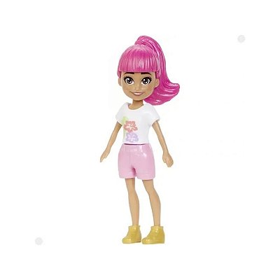 Boneca Polly Pocket Básica Polly Vestido Branco Cogumelo