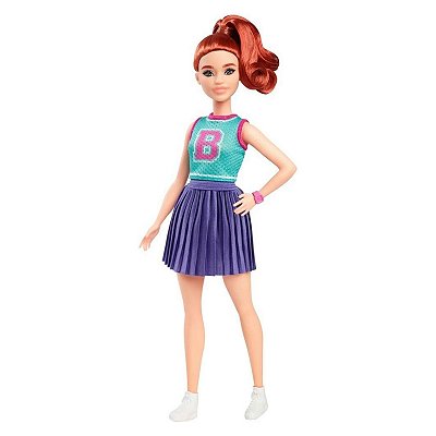 Boneca Barbie Fashionistas 232 Camiseta Verde Saia Roxa