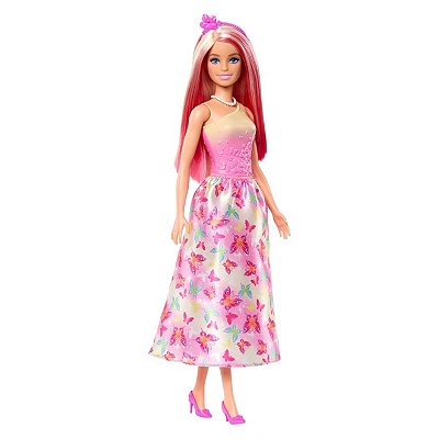 Boneca Barbie Fantasy Princesa Loira Vestido Rosa Mattel