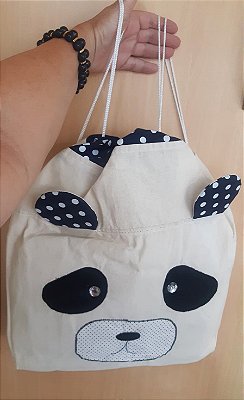 Mochila em Tecido Panda 38x34cm Cód.93