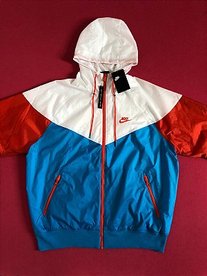 Jaqueta Nike Sportswear Windrunner Azul e Laranja Masculina