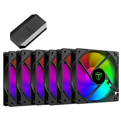 Kit 6 Cooler Fan T-dagger RGB 120MM + Hub p/ 10 Fan Deepcool