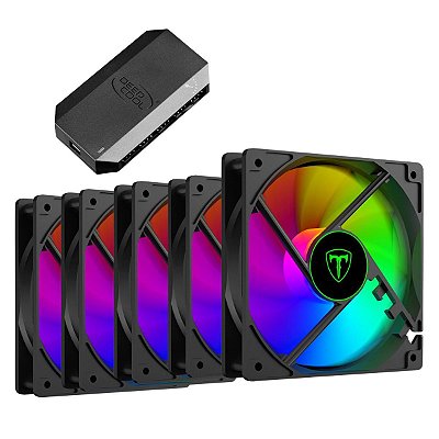 Kit 5 Cooler Fan T-dagger RGB 120MM + Hub p/ 10 Fan Deepcool