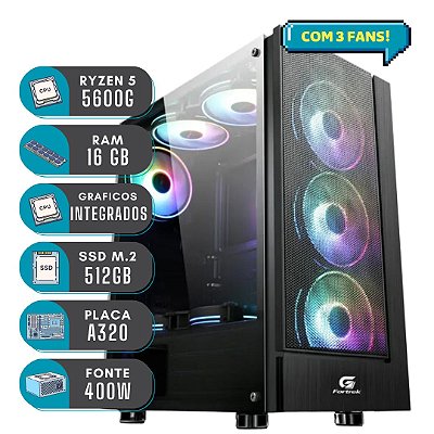 Pc Gamer Ryzen 5600G 16GB SSD M.2 512gb Gráficos Integrados