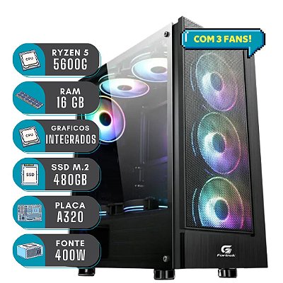 Pc Gamer Ryzen 5600G 16GB SSD M.2 480GB Gráficos Integrados