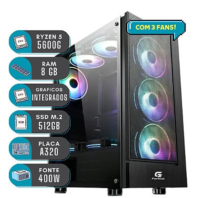 Pc Gamer Ryzen 5600G 8GB SSD M.2 512gb Gráficos Integrados