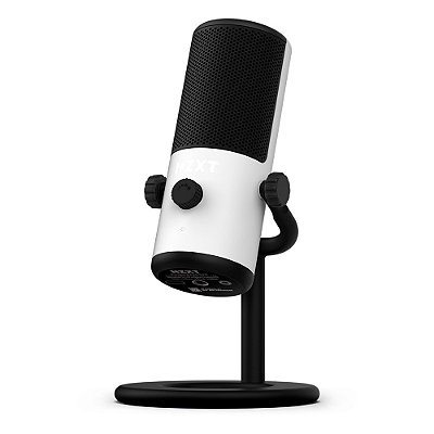 Microfone Gamer NZXT Capsule Mini USB Branco e Preto - AP-WUMIC-W1