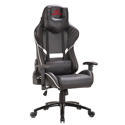 Cadeira Gamer Redragon Coeus Reclinável Suporta Até 150KG Preta E Branca - C201-BW