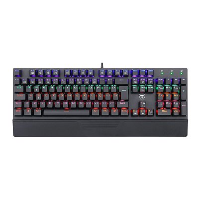 Teclado Mecânico Gamer T-Dagger Destroyer LED Rainbow Anti-Ghosting ABNT2 Switch Azul Preto - T-TGK305-BL