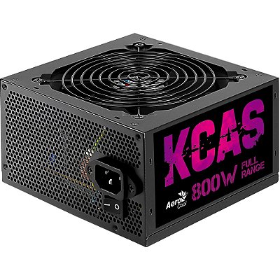 Fonte Gamer Aerocool KCAS 800W 80 Plus ATX Full Range APFC Sem Cabo