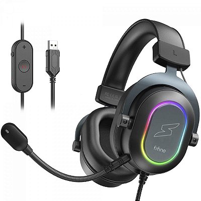 Headset Gamer Fifine SuperFrame Edition SFH6 RGB 7.1 Surround Drivers 50mm USB Preto - SFH6