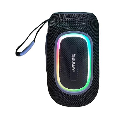 Caixa de Som Sumay Wolfbox Led Multicor 20w RMS Bluetooth USB AUX Preta