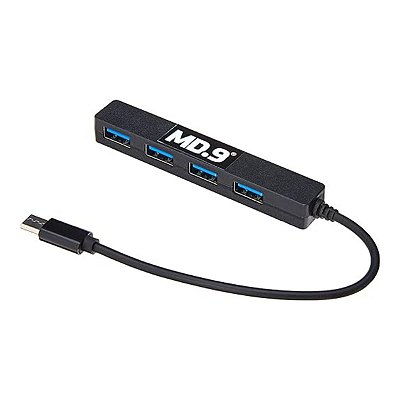HUB USB MD9 4 Portas 3.0 Tipo C Preto