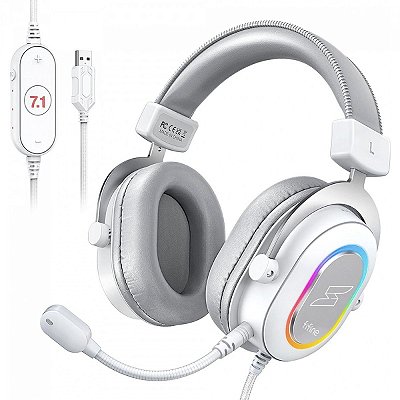 Headset Gamer Fifine SFH6 SuperFrame Edition RGB 7.1 Surround Drivers 50mm USB Branco