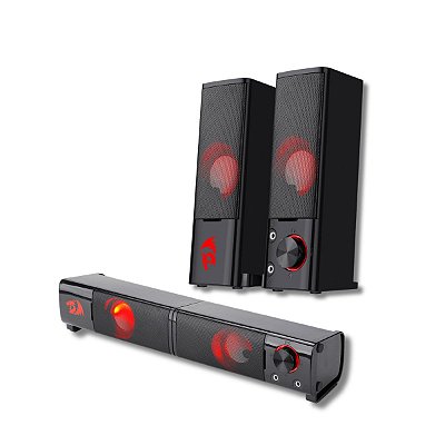 Caixa De Som e Soundbar Redragon Orpheus GS550 Estéreo 2.0 LED Vermelho Plug and Play - GS550