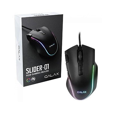 Mouse Gamer Galax Slider-01 RGB 7200DPI Com Fio USB Preto - MGS01IA18RG2B0