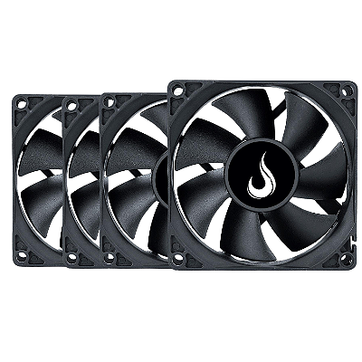 Kit 4 Cooler Fan Rise Mode Black 80mm 12v Preto - RM-BK-02-FB