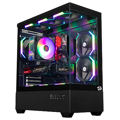 Gabinete Gamer Redragon Reflect Flow S/Fan S/Fonte MidTower ATX Vidro Temperado Preto - CA-606B