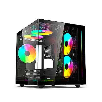 Gabinete Gamer C3Tech Gaming Aquarius S/Fan S/Fonte MiniTower Micro ATX Preto - MT-G810BK