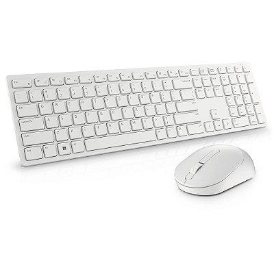 Kit Teclado E Mouse Dell Pro Sem Fio 4000DPI 2.4GHz USB ABNT2 Branco Gelo - KM5221W