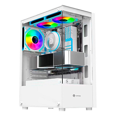 Gabinete Gamer Hayom 3 Fans S/Fonte MidTower ATX Vidro Temperado Branco - GB1793