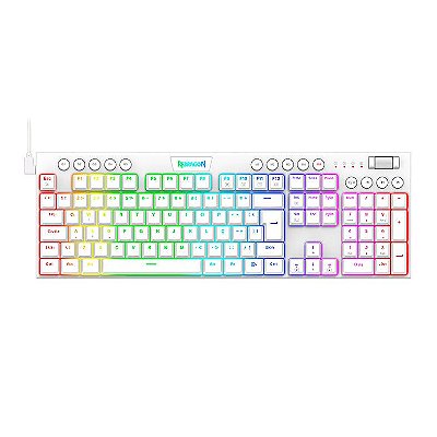 Teclado Mecânico Redragon Low Profile Horus Switch Brown USB Branco - K619W-RGB