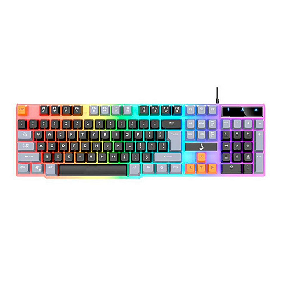 Teclado Gamer Rise Mode G1 Semi-Mecânico Rainbow USB Preto E Cinza - RM-TG-01-BG