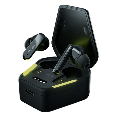 Fone De Ouvido Gamer WAAW by Alok Energy 100EBG Sem Fio Bluetooth TWS Resistente à Água Preto - WAAW0008