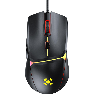 Mouse Gamer Fortrek Crusader RGB Rainbow 12800Dpi 1000Hz USB  Plug & Play Preto