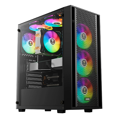 Gabinete Gamer Gamdias Aura GC2 Elite ARGB 4 Fans MidTower ATX Preto - AURA GC2 ELITE ARGB