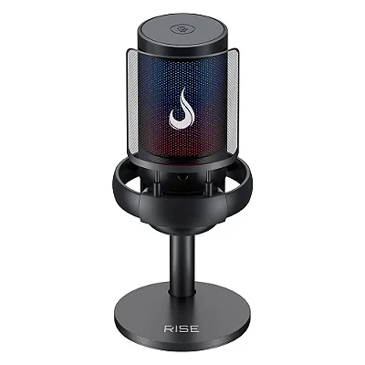 Microfone Gamer De Mesa Rise Mode Elite 05 RGB USB-C Preto - RM-ME-05-B