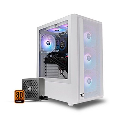 Gabinete Gamer Thermaltake S200TG 4 Fans ARGB C/Fonte 650W MidTower Branco - CA-3X2-65M6WZ-00'