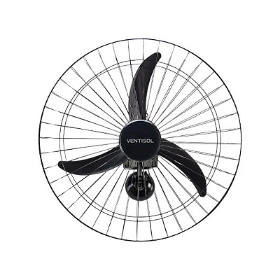 Ventilador De Parede Ventisol 1200Rpm 147W 60cm 127v New Premium Controle De Velocidade Preto