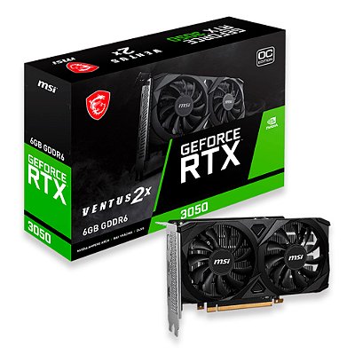 Placa De Vídeo MSI RTX3050 Ventus 2X OC 6GB RAM GDDR6 96 Bits - 912-V812-016