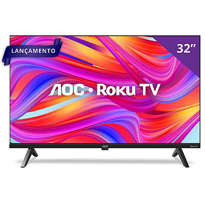 Smart TV 32" HD Wi-Fi AOC Roku TV Comando de Voz 60Hz HDMI USB Dolby Audio - 32S5045/78G