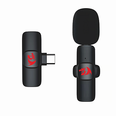 Microfone Lapela Redragon Athan USB-C 2.4GHz Com ANC 20000KHz - GM93