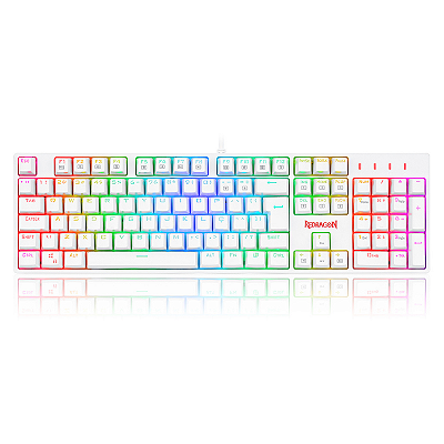 Teclado Óptico Redragon Surara Pro RGB Branco Switch Azul USB 2.0 - K582RGB-PRO