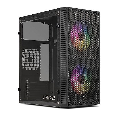 Gabinete Gamer TGT Jester V2 2 Fans S/Fonte Rainbow Mini-Tower Preto - TGT-JSRV2-BKGF02