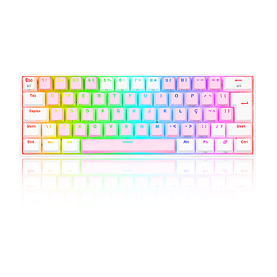 Teclado Mecânico Redragon Draconic Pro RGB Switch Marrom Rosa e Branco - K530PW
