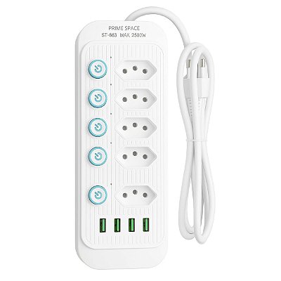 Filtro de Linha com 5 Tomadas e 4 Portas USB Bivolt 10A Star