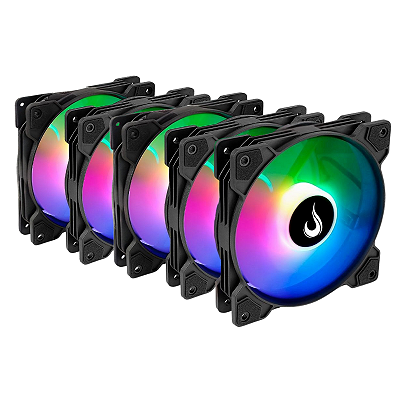 Kit 5 Fans Rise Mode X ARGB 120mm S/Controladora Preto - RM-XLD-ARGB