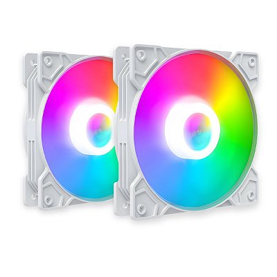 Kit 2 Cooler Fan Snaker Shadow ARGB 120mm Silencioso Branco
